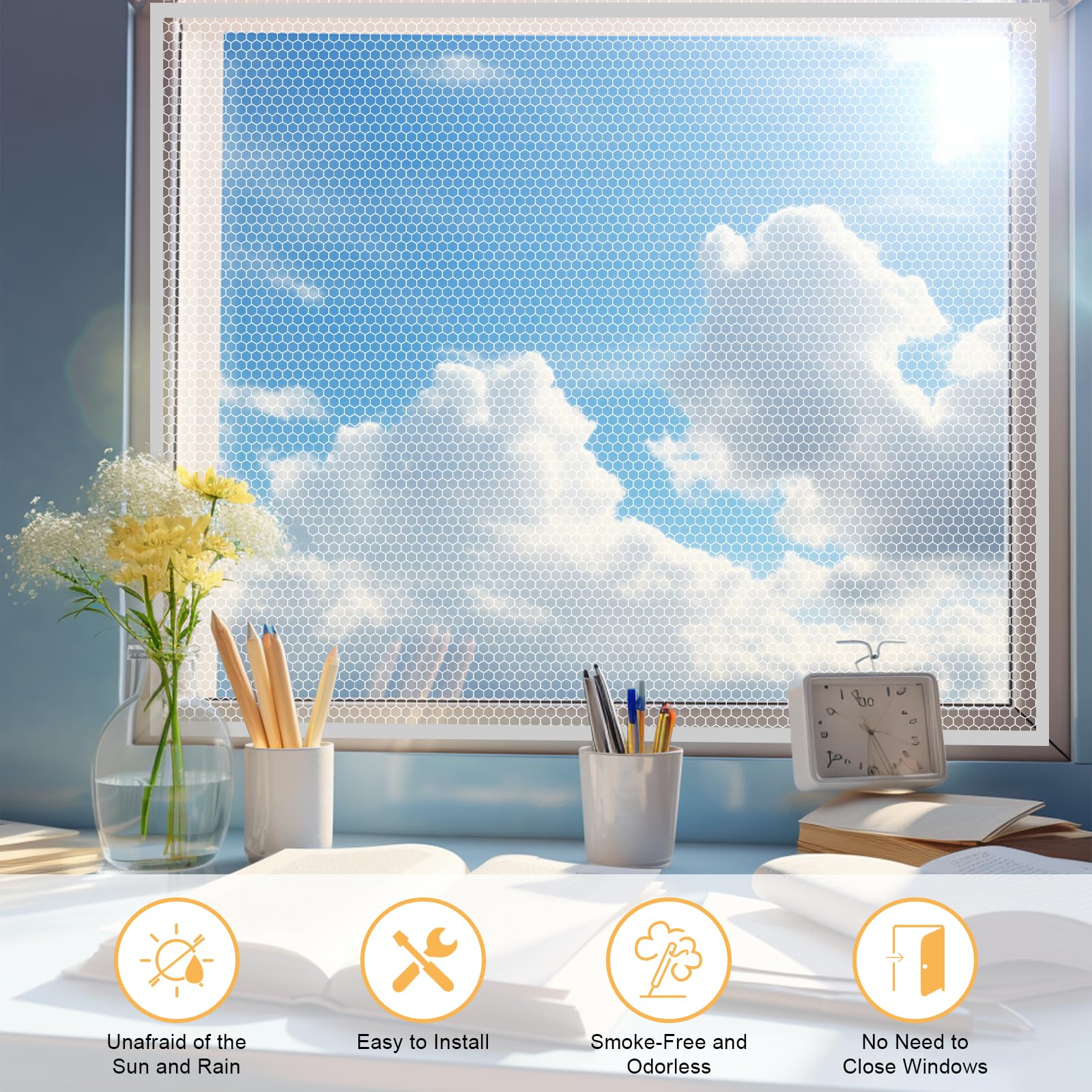 Zanzariera Finestra Adesiva 150x200 Cm - Senza Fori, Montaggio A Nastro, Antizanzare - Foto 9