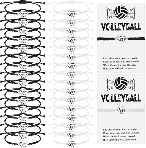 Tondiamo 50 juegos de pulseras de voleibol de voleibol a granel para adolescentes, pulseras de cuerda trenzada ajustables con tarjeta de deseos, disponible en Yaxa Peru
