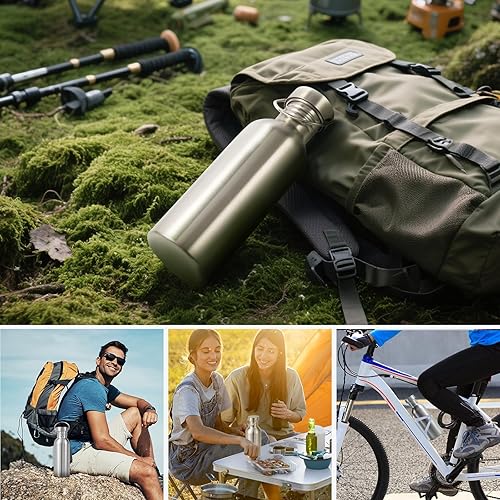 Miniatura 7 de Volhoply Botella de agua de 22 onzas sin aislamiento, de una sola pared, botellas de agua reutilizables de acero inoxidable con asa, sin BPA y sin