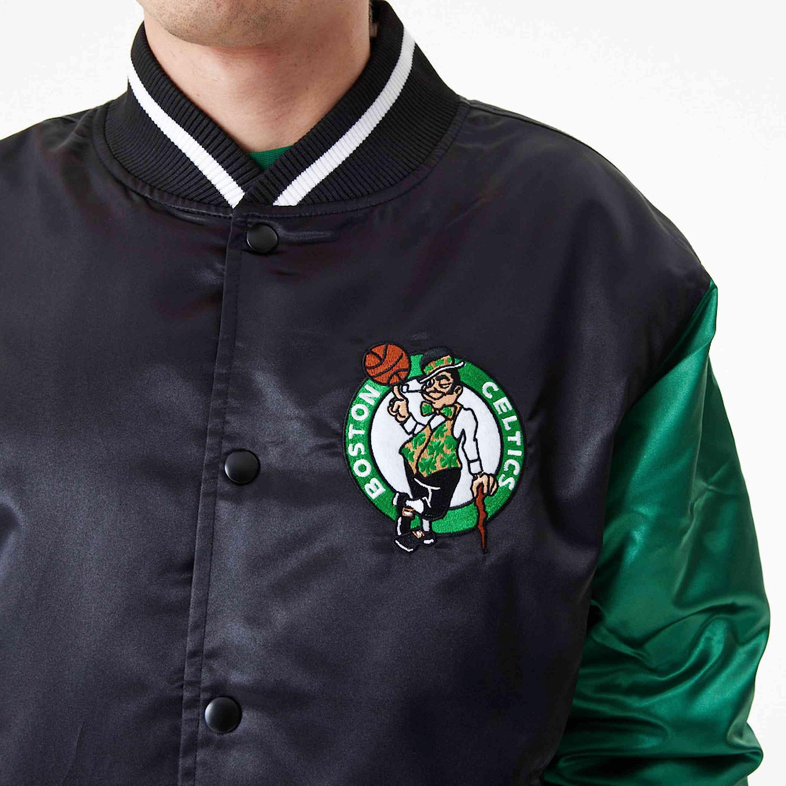 New Era - NBA Boston Celtics satyna bomber kurtka kolor czarny