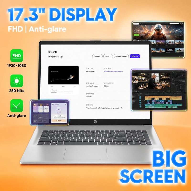 HP 17 inch Laptop for Business, Intel 10-Core i5-1334U, 20GB RAM, 1TB SSD, Backlit Keyboard, Fingerprint Reader, 17.3" FHD Anti-Glare Display, Wi-Fi 6, Windows 11 Pro, 17 Laptops for Work and Home image 5