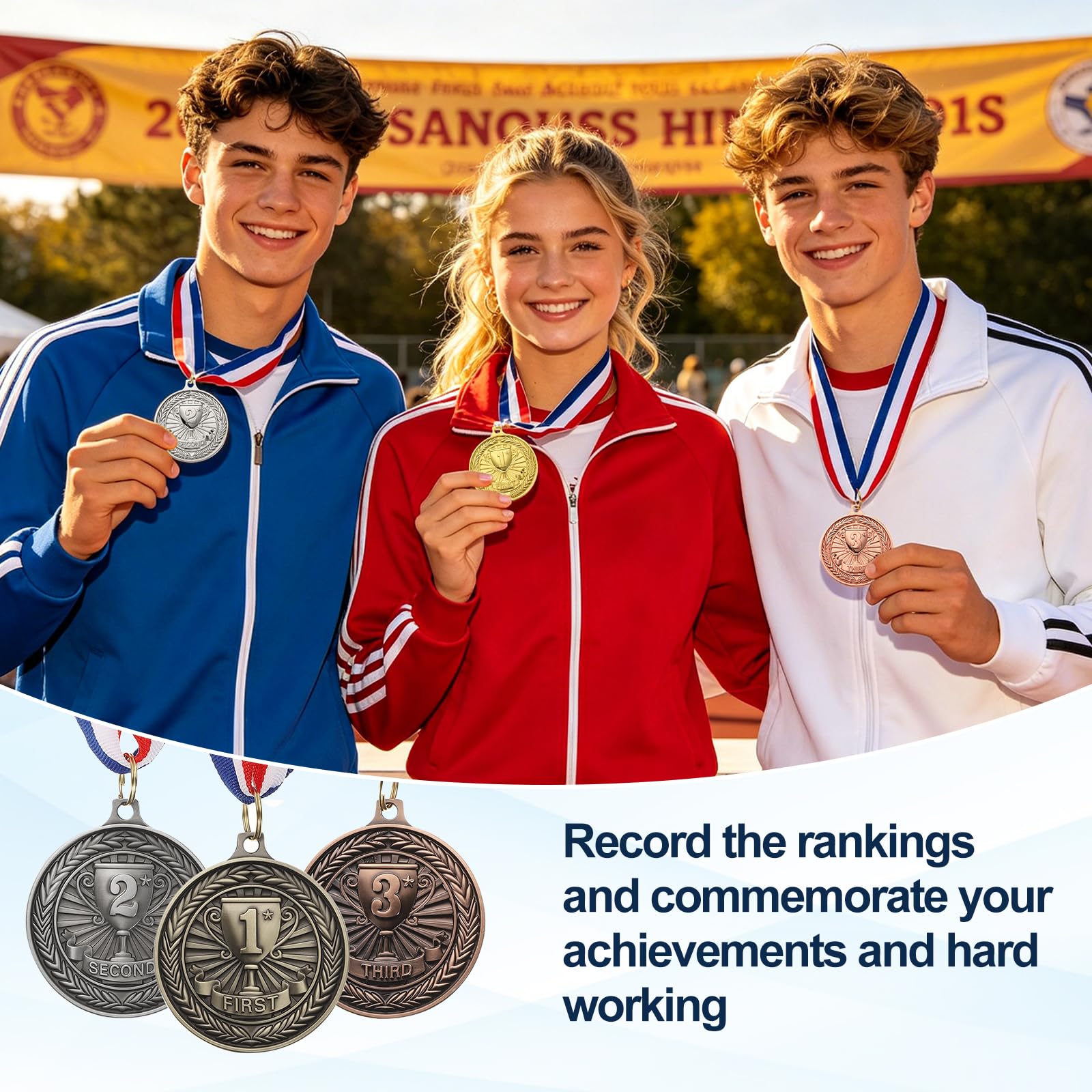 PATIKIL Medallas de premio, medallas redondas de aleación de zinc con cinta para el cuello