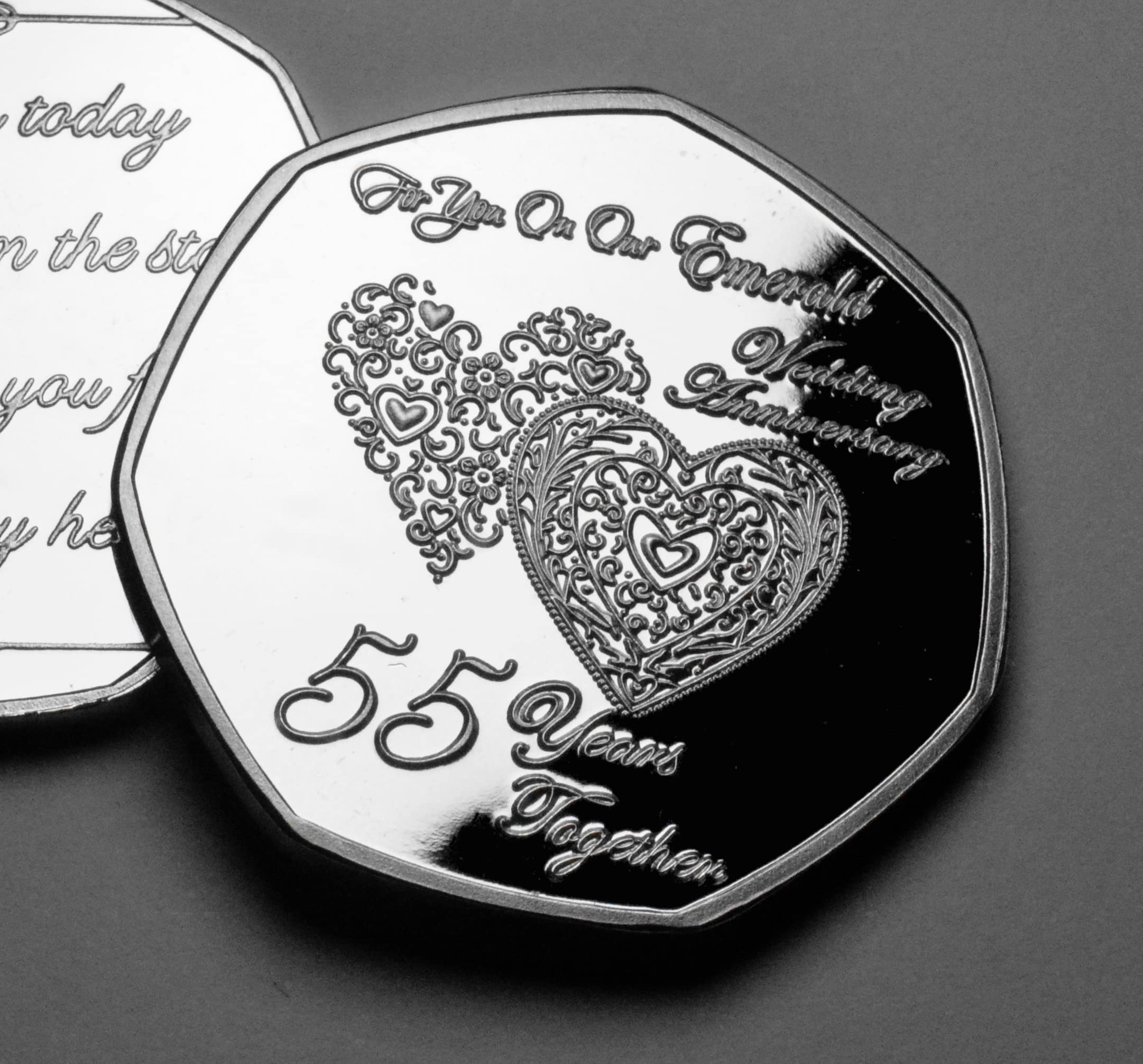 The Commemorative Coin Company Silver On Our 55Th Emerald Wedding Anniversary Commemorative. Husband/Wife 55 Years Partner/Gift/Present/Token. I Love You