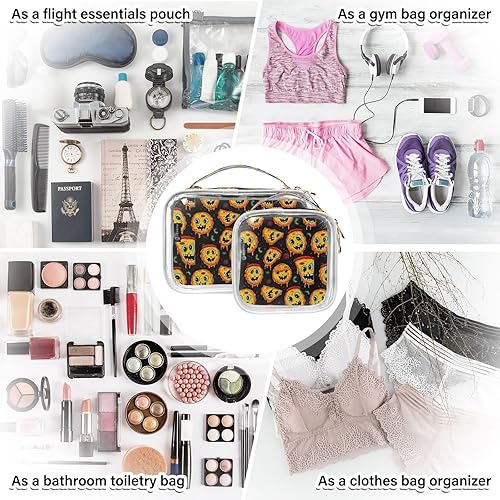 Miniatura 7 de Funny Faces Pizza Clear Toiletry Bag for Traveling,2 Pack Makeup Cosmetic Bag with Zipper,Travel Bag for Toiletries,Travel Essentials 21214946