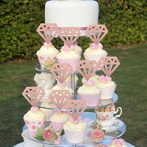 Miniatura 6 de 36 piezas de adornos de diamantes para cupcakes con purpurina de diamantes para bodas, compromisos, despedidas de soltera, cumpleaños, aniversario,