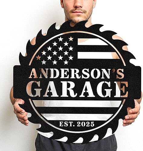 Miniatura 47 de Letrero de Metal Personalizado para Taller de Garaje Arte de Pared con Nombre de Herramienta Personalizado para Decoración de Taller Mecánico de