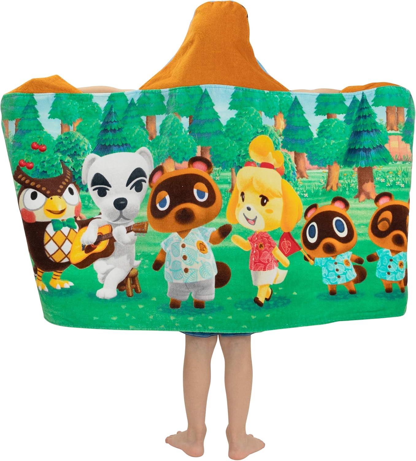 Franco Kids Bath and Beach Cotton Terry Hooded Towel Wrap, 24 in x 50 in, Animal Crossing