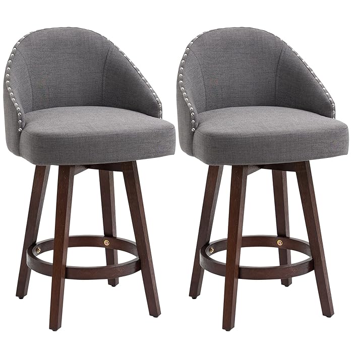 Buy Counter Height Bar Stools Set of 2, Linen Fabric Kitchen