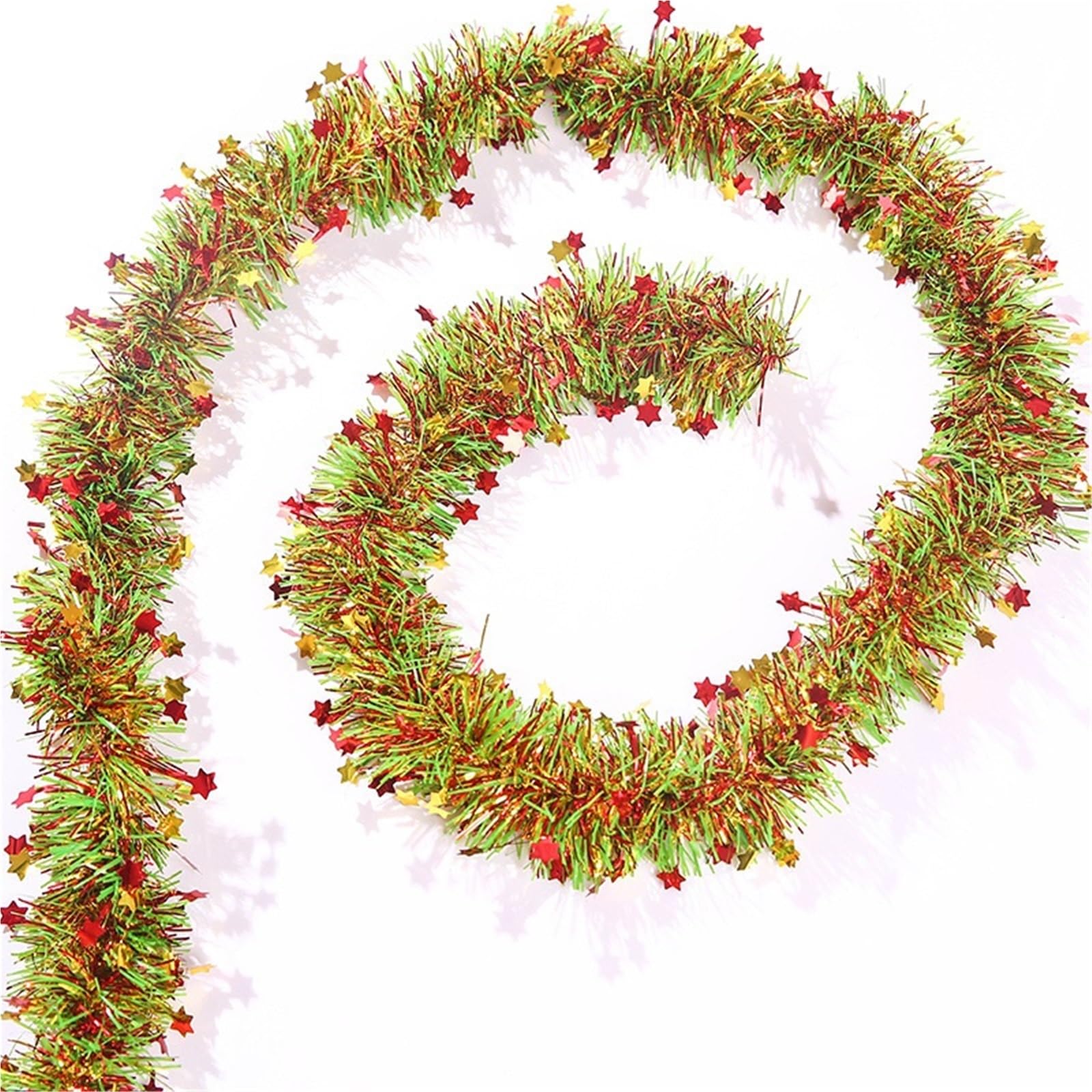 Deko Für Innen Außen 4-teilige, Flexible Und Verstellbare Weihnachts-Lametta-Girlande for Den Kamin Balkon Treppengeländer(Multi-Colored)