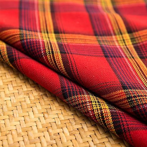 Miniatura 4 de 2 fundas de almohada de Navidad a cuadros decorativos de tartán escocés para casa de campo, decoración de vacaciones, rojo y amarillo