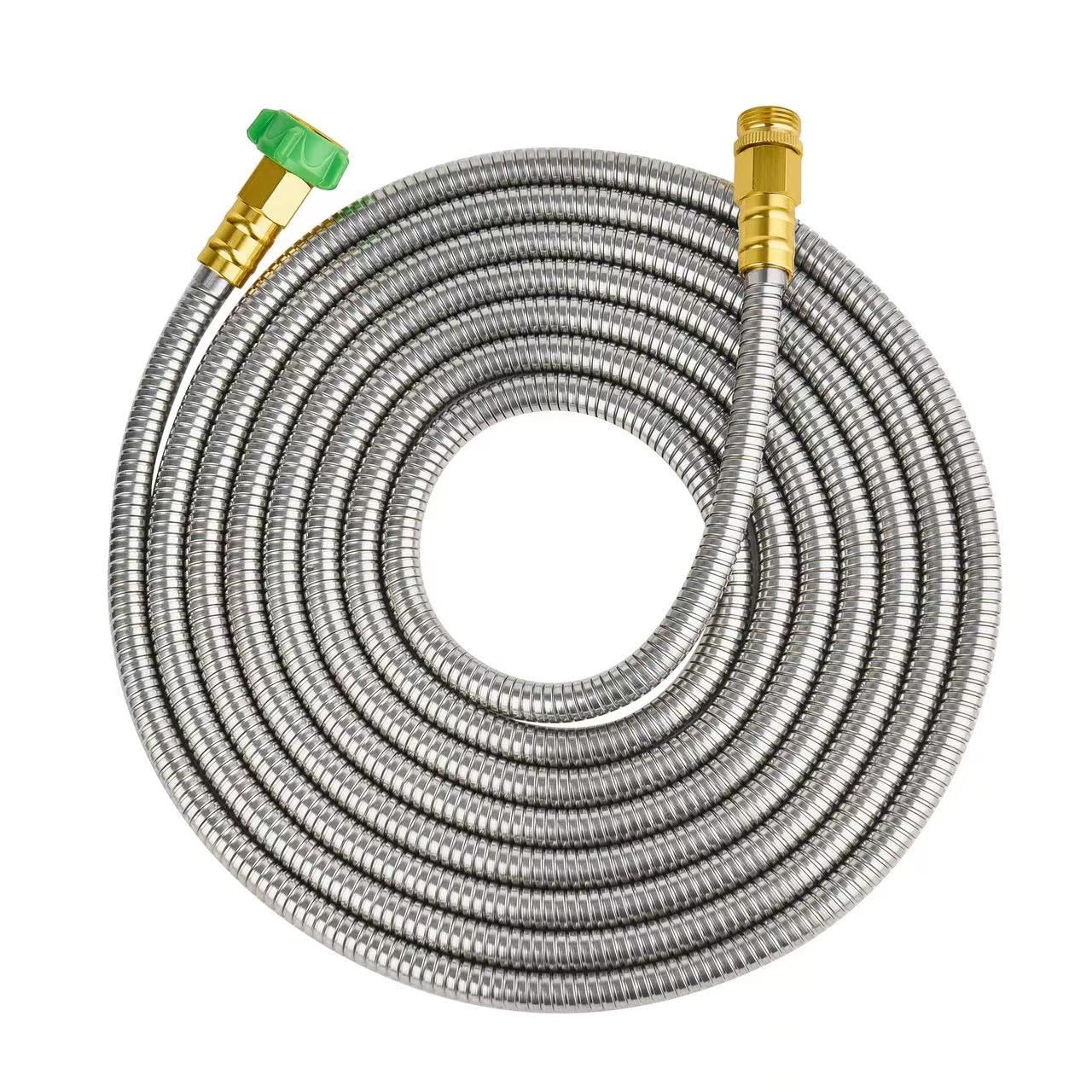 Skyward 304 Stainless Steel Garden Hose 20 ft with Female to Male Metal Connector, Anti-Leakage, Flexible & Lightweight Kink Free Water Hose, Easy to Use & Store (20ft)