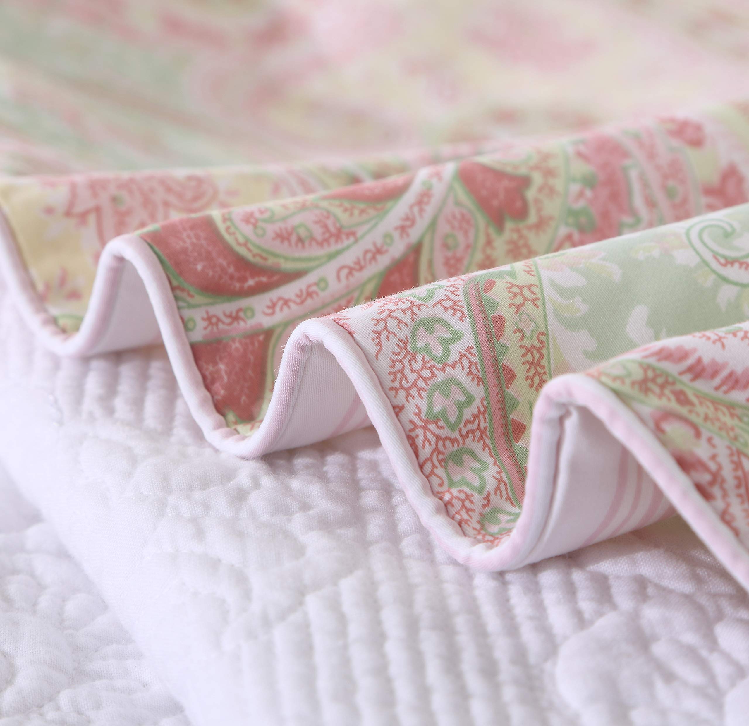 USTIDE Pink Floral Duvet Set Luxurious Paisley Duvet Cover Set Reversible Cotton Super Soft Bedding Set,Super King Size - Image 4