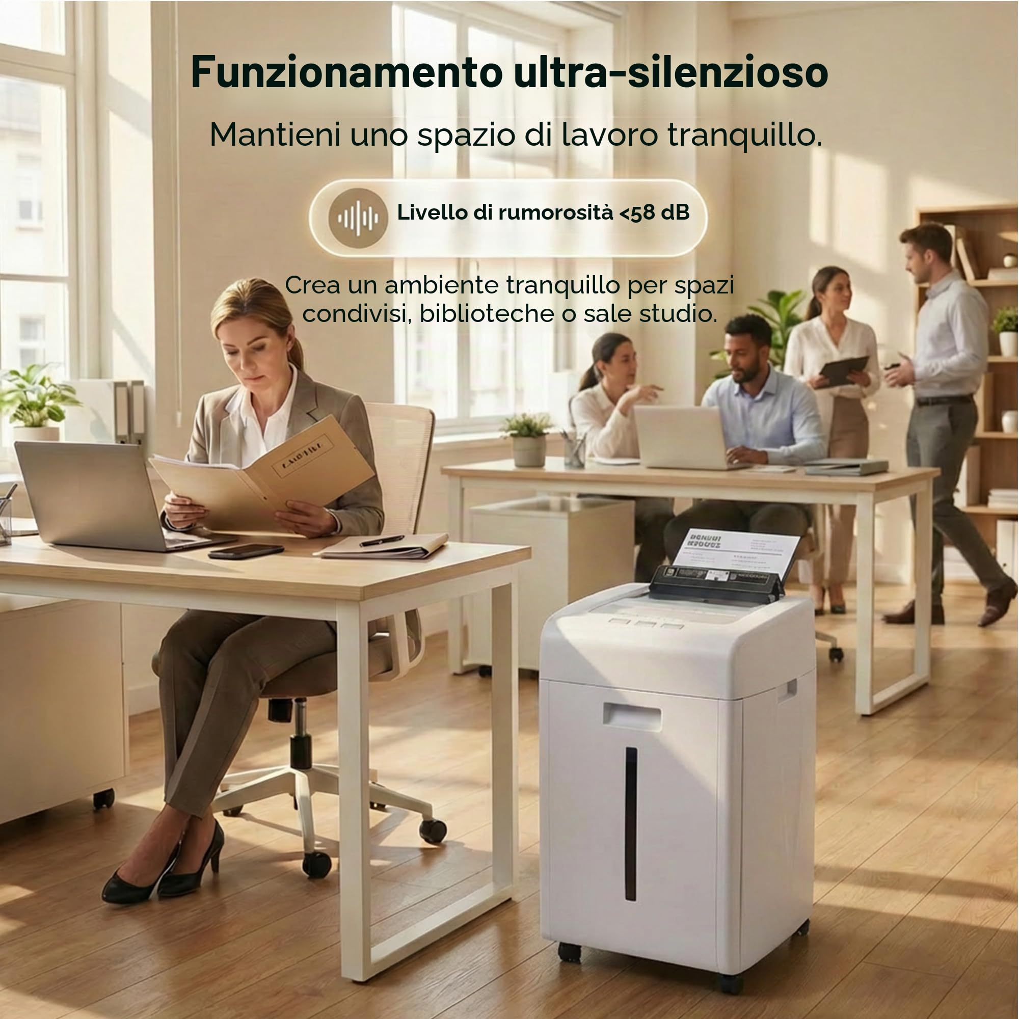 Frantoio Carta 200 fogli: Distruggidocumenti Automatico P5 Micro Taglio 2 x 15 mm Trituratore Carta Elettrica Vassoio 35L CD Schede graffette