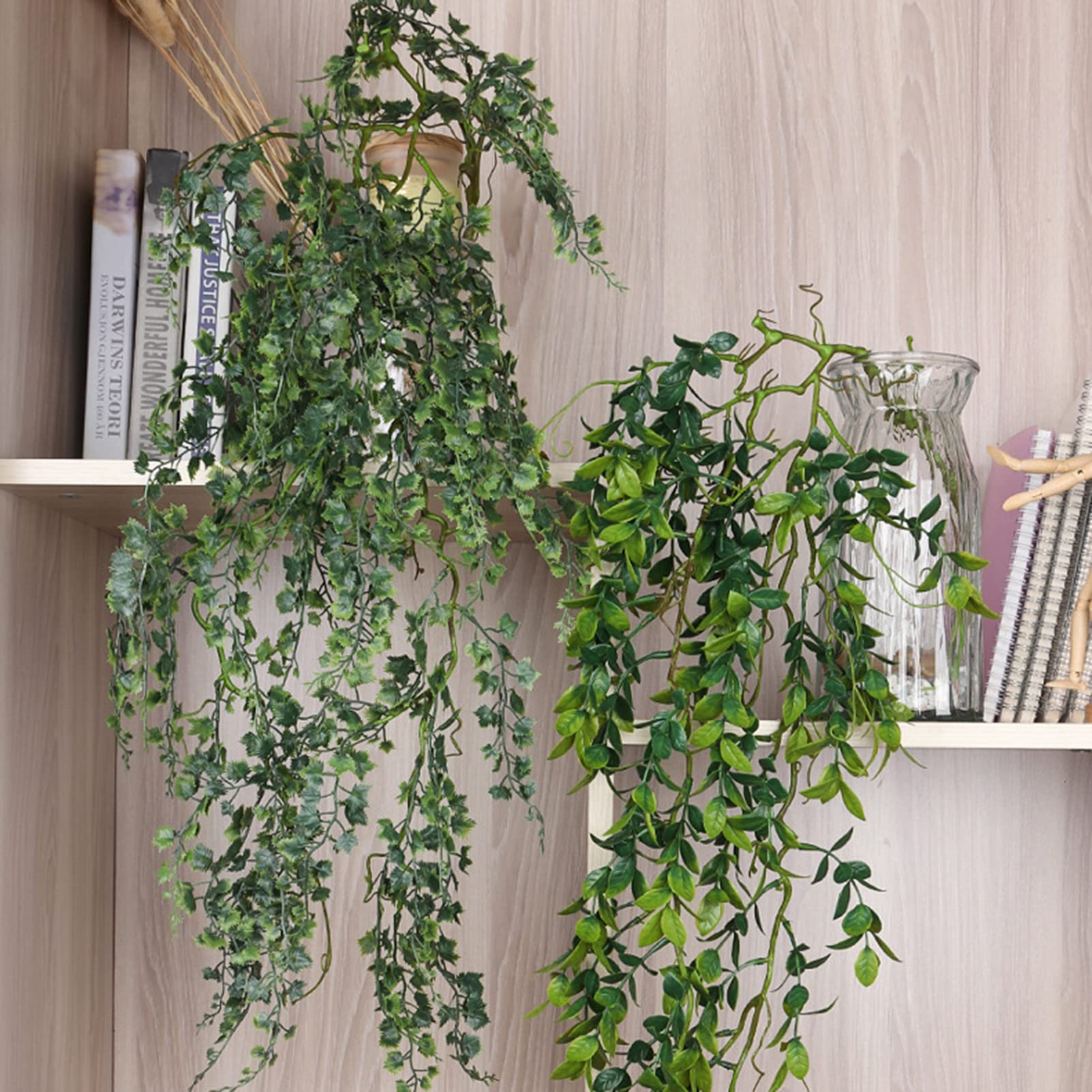 Plantas Artificiales Colgantes Decoracion 15 Pack, Guirnalda Hojas De Helecho Verde Hiedra Plastico Enredadera para BañO BalcóN Boda Hogar Porche Restaurante Valla