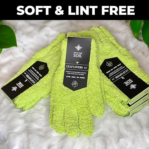 Miniatura 5 de BLESS YOUR SOIL Guantes de limpieza de microfibra para plantas Premium, suaves, atrapa el polvo, lavables, sin pelusa Uso con spray listo para usar