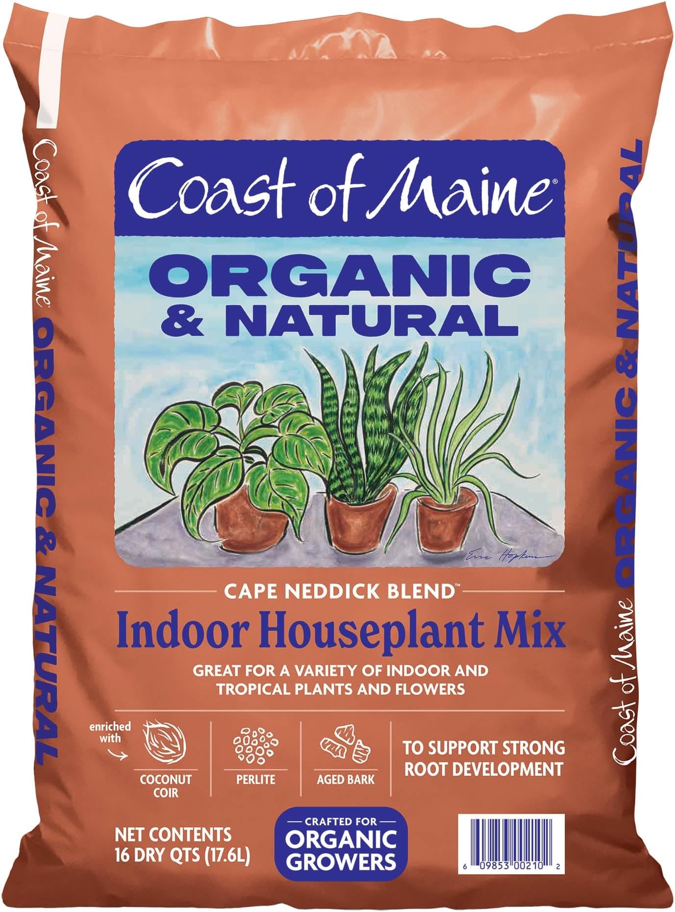 (16qt) Cape Neddick Blend Organic and Natural, Indoor Houseplant Mix, Great for Indoor and Tropical Plants and Flowers