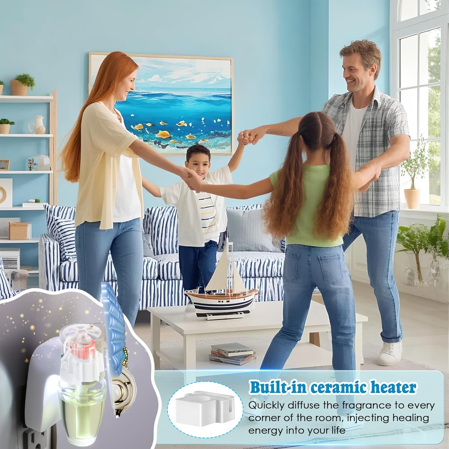 Wall Fragrance Plug in with Night Light Compatible with Bath & Body Works WallFlower Fragrance, Marine Style Essential Oil Diffuser Plug with Rotary Design (Shell Starfish Conch) - Image 4