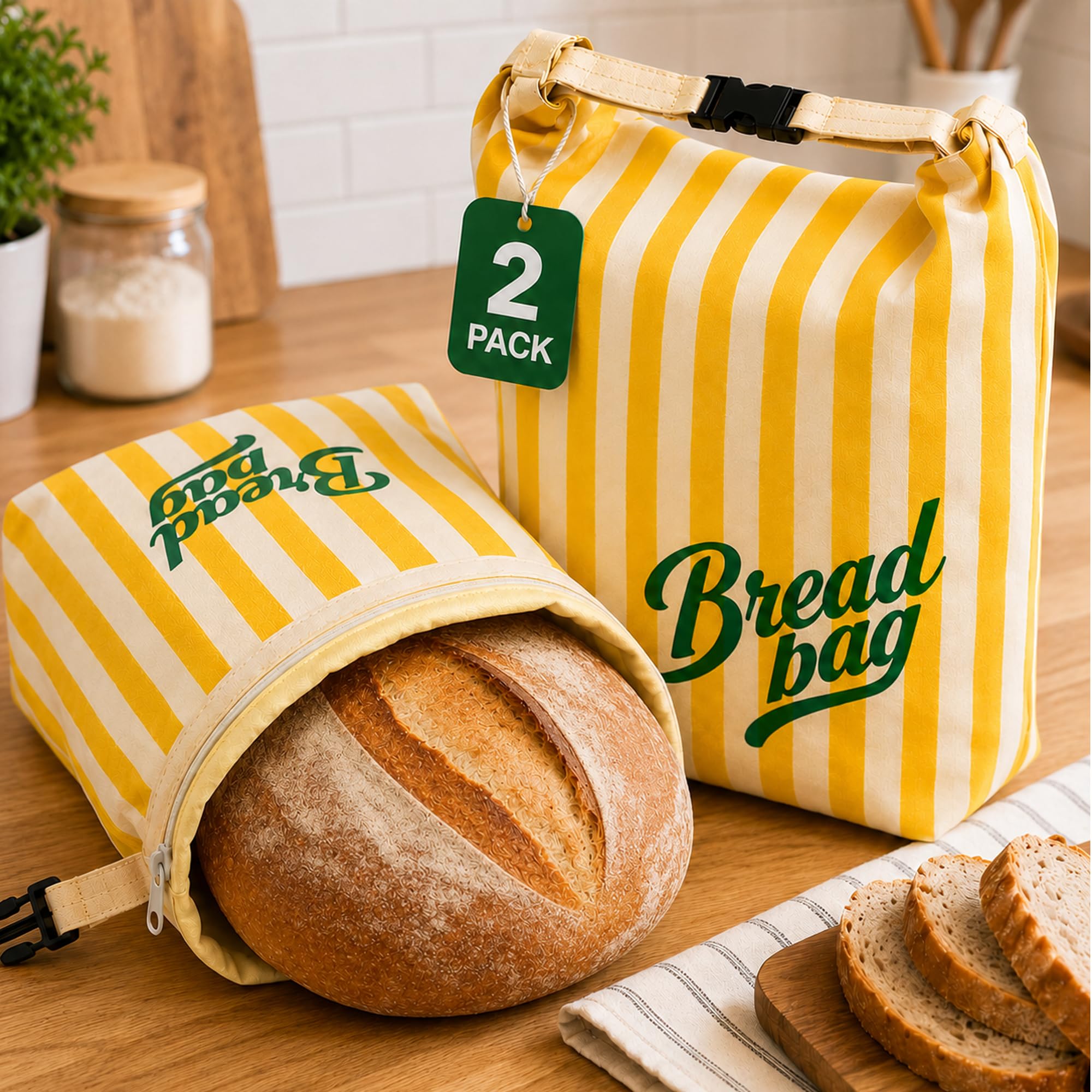 Beeswax Bread Bags for Sourdough & Homemade Bread, Reusable Cotton Storage
