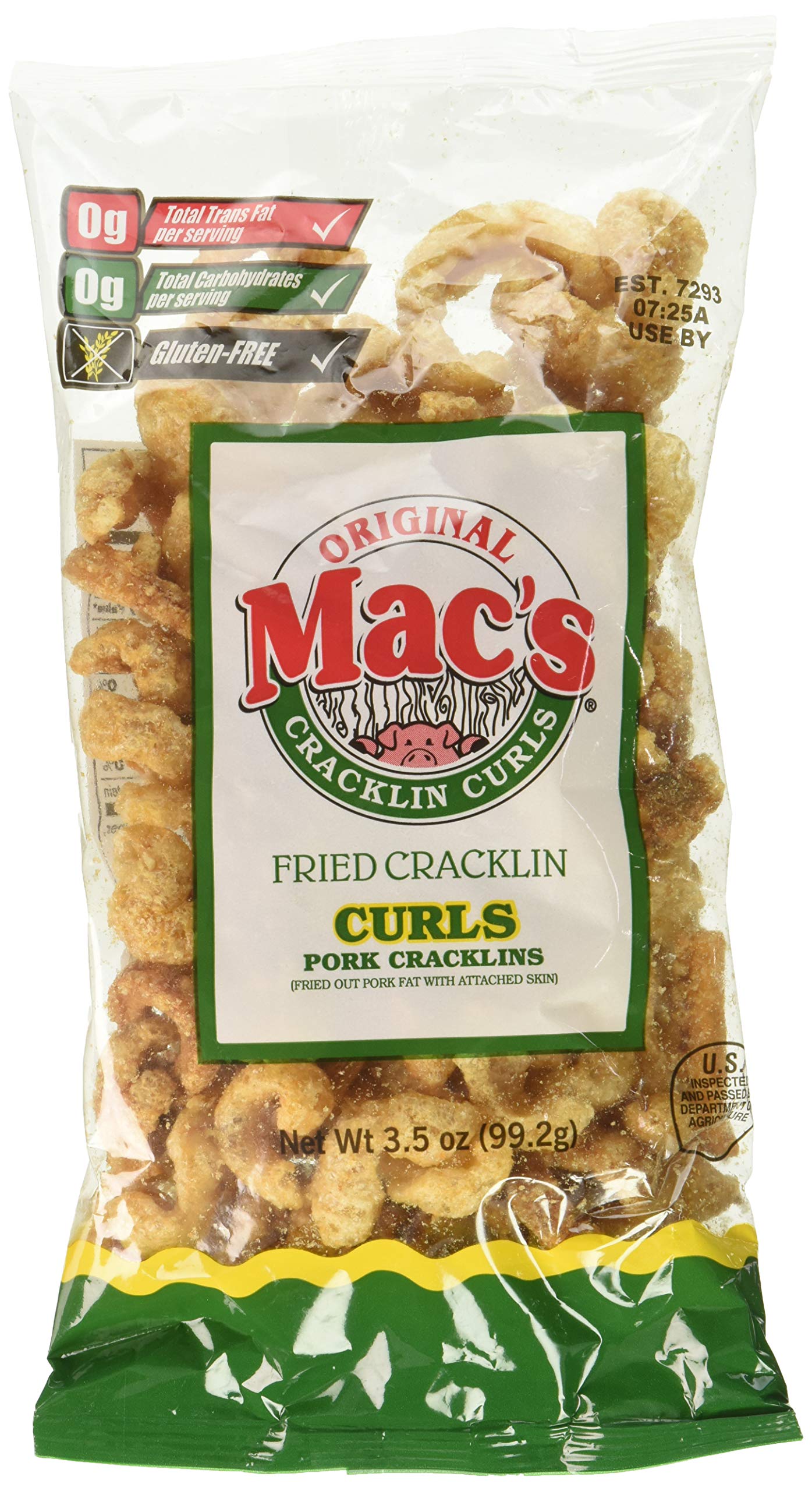 Mac'sFried Cracklin Curls Pork Cracklins 3.5oz - Pack of 6
