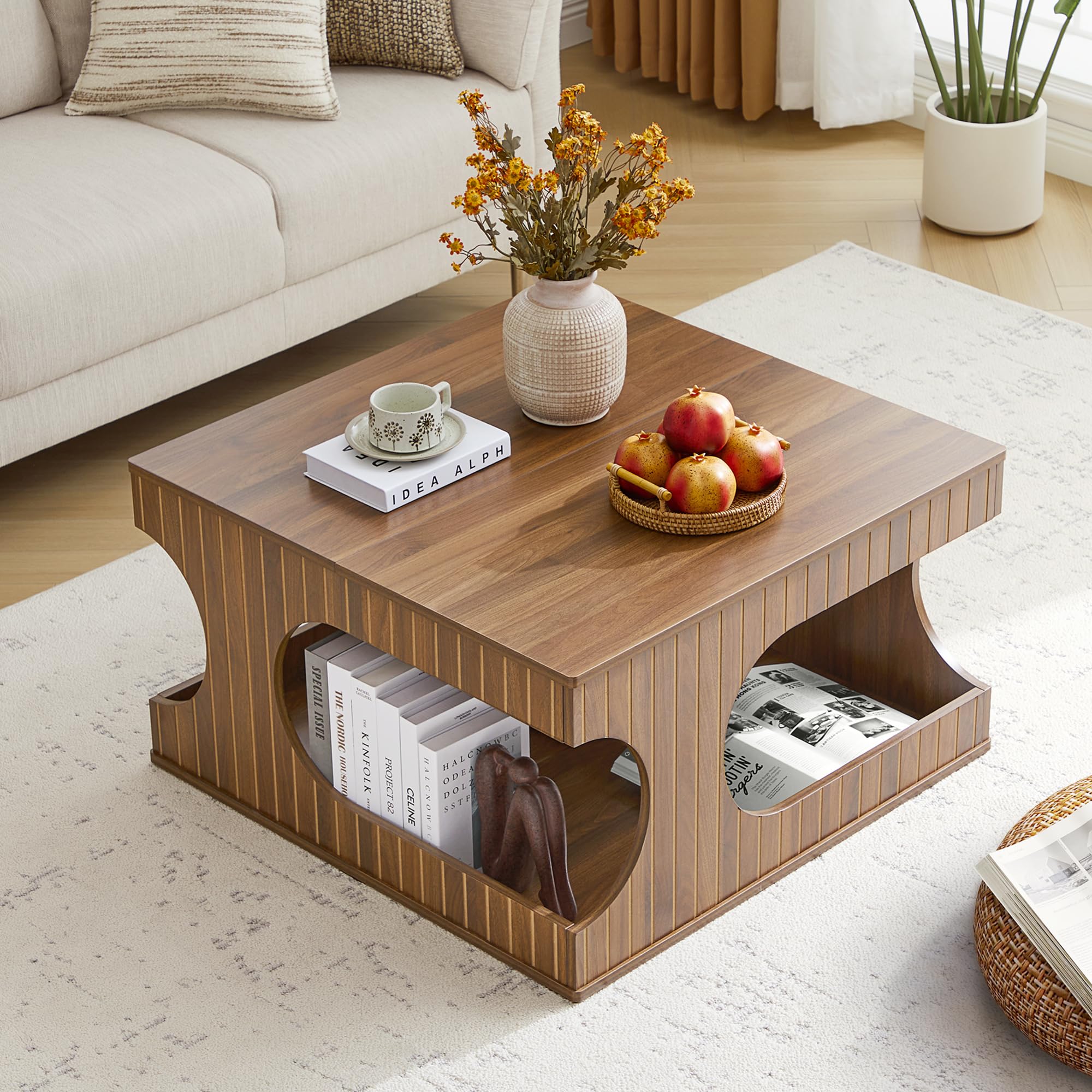 Amazon.com: weselon Square Coffee Table with Storage, 31.5