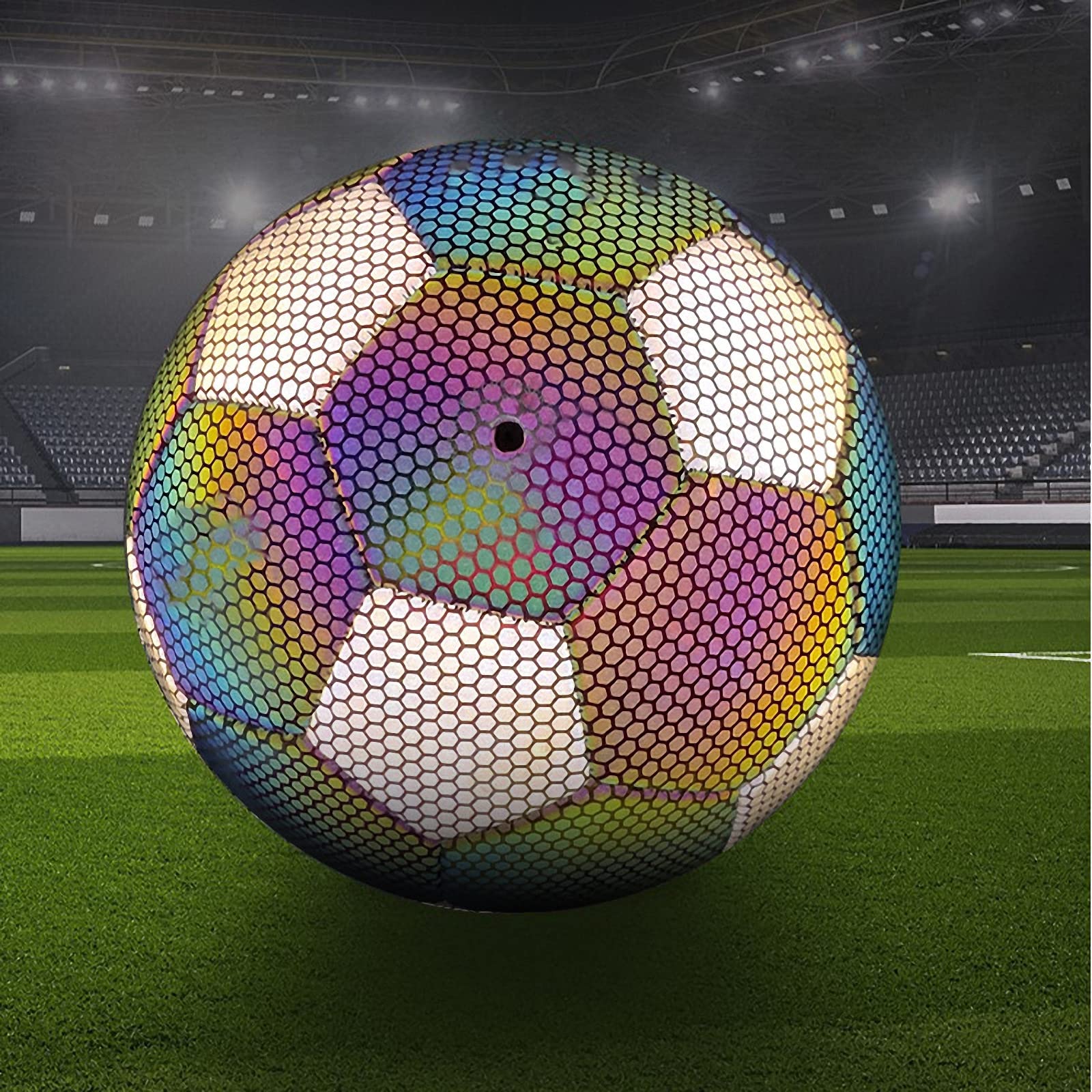 Balón de fútbol Luminoso Reflectante con Bomba,Pelota Fluorescente tamaño 5,Football Juego de Entrenamiento de Partido Nocturno Iluminado para jóvenes,Bola Brillante