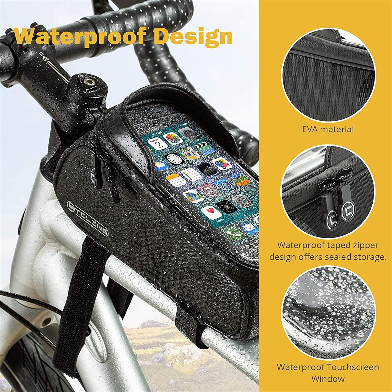 Amazon.co.jp: SSDD 自転車袋、自転車のトップチューブバッグ