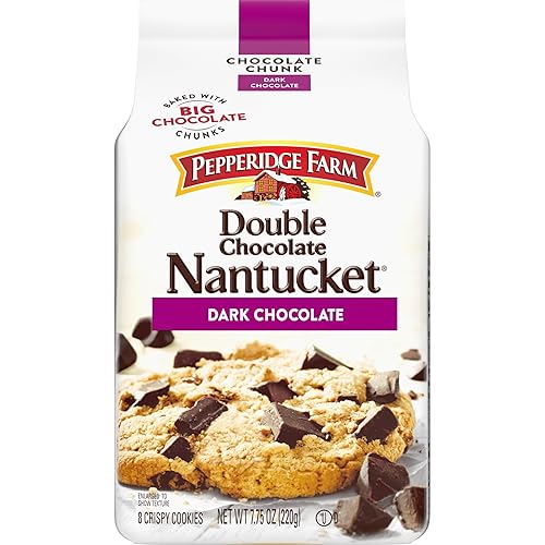 Pepperidge Farm Galletas Nantucket crujientes de doble trozo de chocolate oscuro, bolsa de 7.75 onzas (8 galletas)