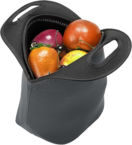 Miniatura 5 de PATIKIL Bolsas de almuerzo de neopreno, paquete de 2 bolsas de almuerzo aisladas de 12 x 6 x 12 pulgadas, bolsas Bento reutilizables, bolsa térmica