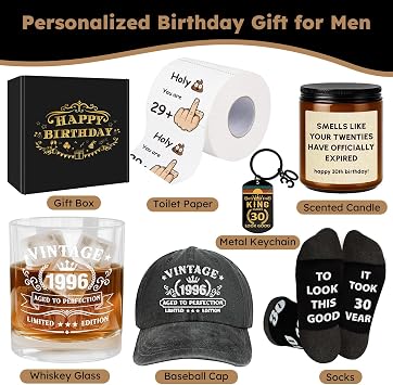 30th Birthday Gifts for Men - Funny 1996 Men’s Birthday Presents for Him, 30 Year Old Personalized Gifts Ideas for Giving Brother Husband Boyfriend Coworker