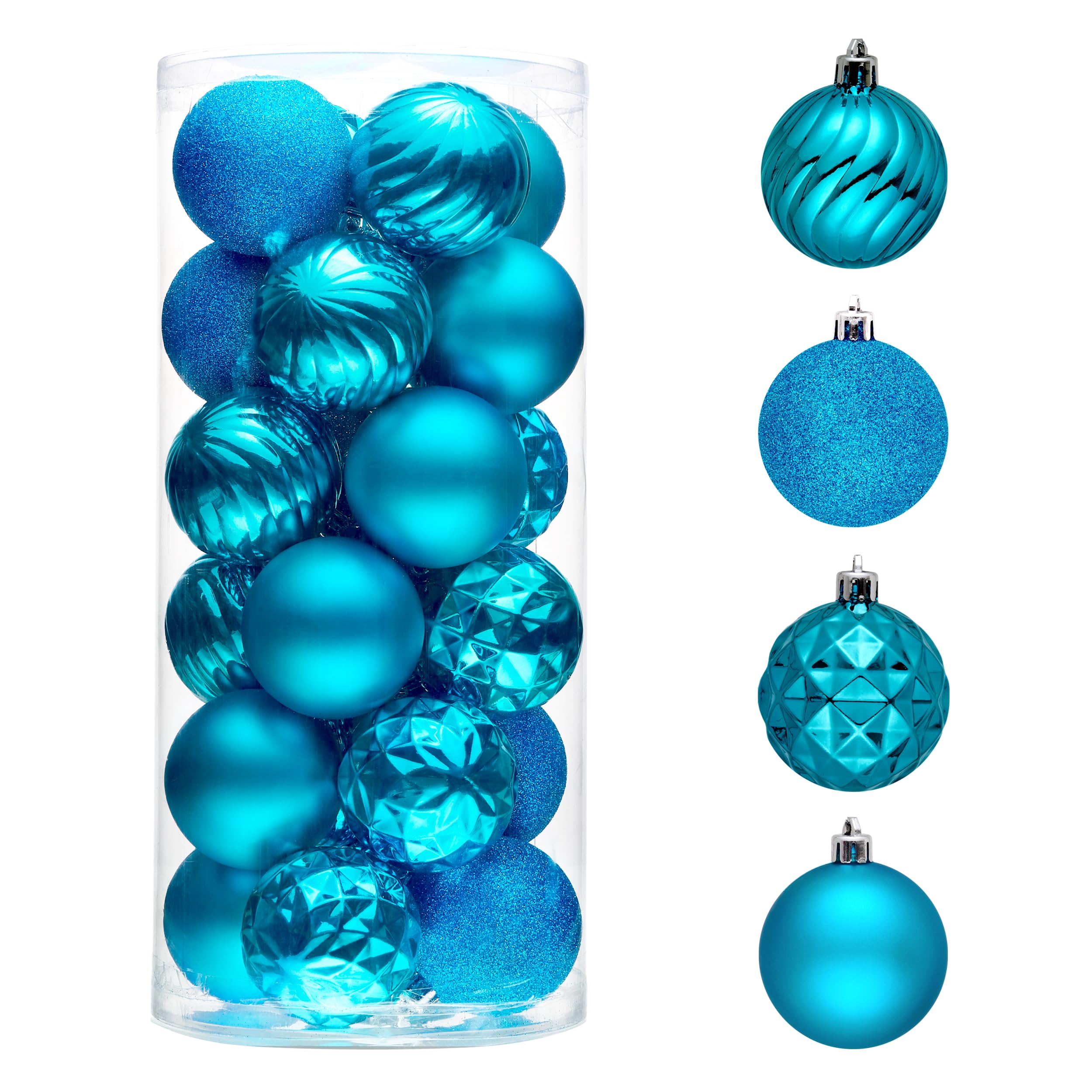 Valery Madelyn Christmas Tree Decorations Ornament Set for Fall Halloween Decor, 24ct Blue Shatterproof Christmas Ball Ornaments Bulk, 2.36 Inches Hanging Decor for Xmas Holiday Party