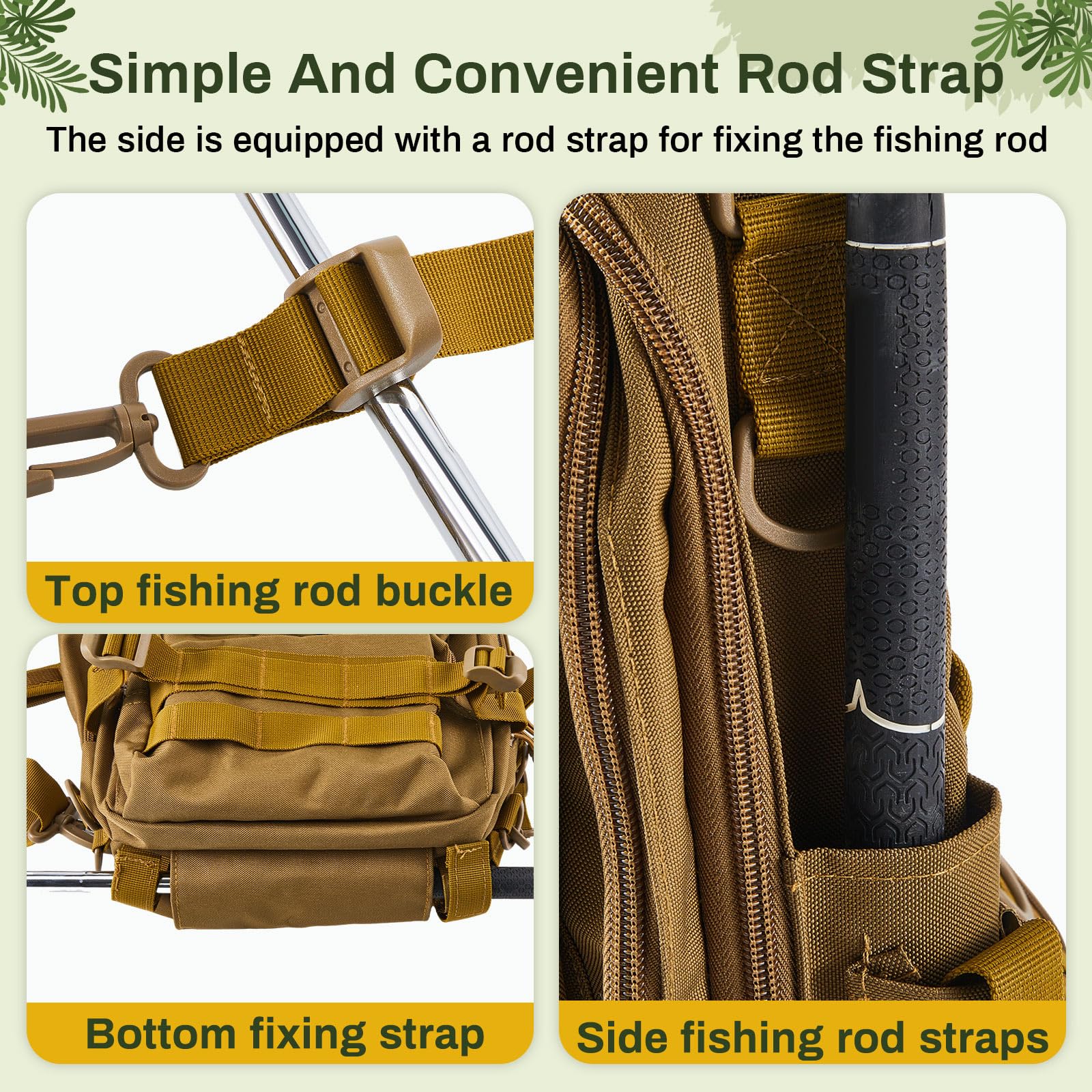 Mochila de aparejos de pesca con soportes para caña y 4 cajas de aparejos, bolsas de pesca de almacenamiento grandes, bolsa de aparejos resistente al agua para camping, senderismo, equipo de