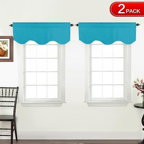 Miniatura 2 de Turquoize 2 paneles de cortinas opacas para ventanas de cocina, baño, sala de estar, dormitorio, privacidad, bolsillo para barra, cortinas cortas