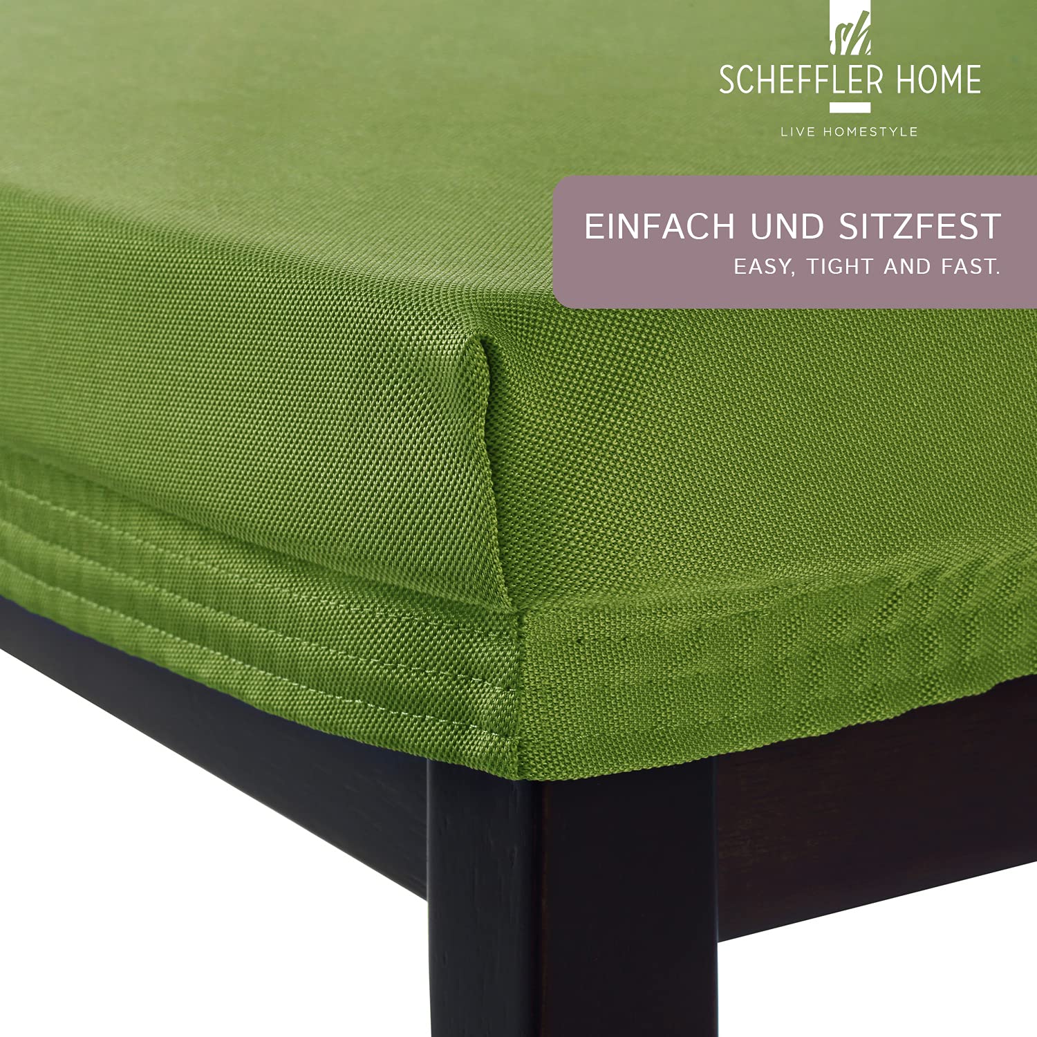 SCHEFFLER-Home Copri Sedie Marie / Set di 6 Coprisedie Elasticizzato per Sedie da Pranzo / Coprisedie Senza Schienale / Fodera Sedia Elasticizzata idrorepellente con banda elastica, Verde-Apple