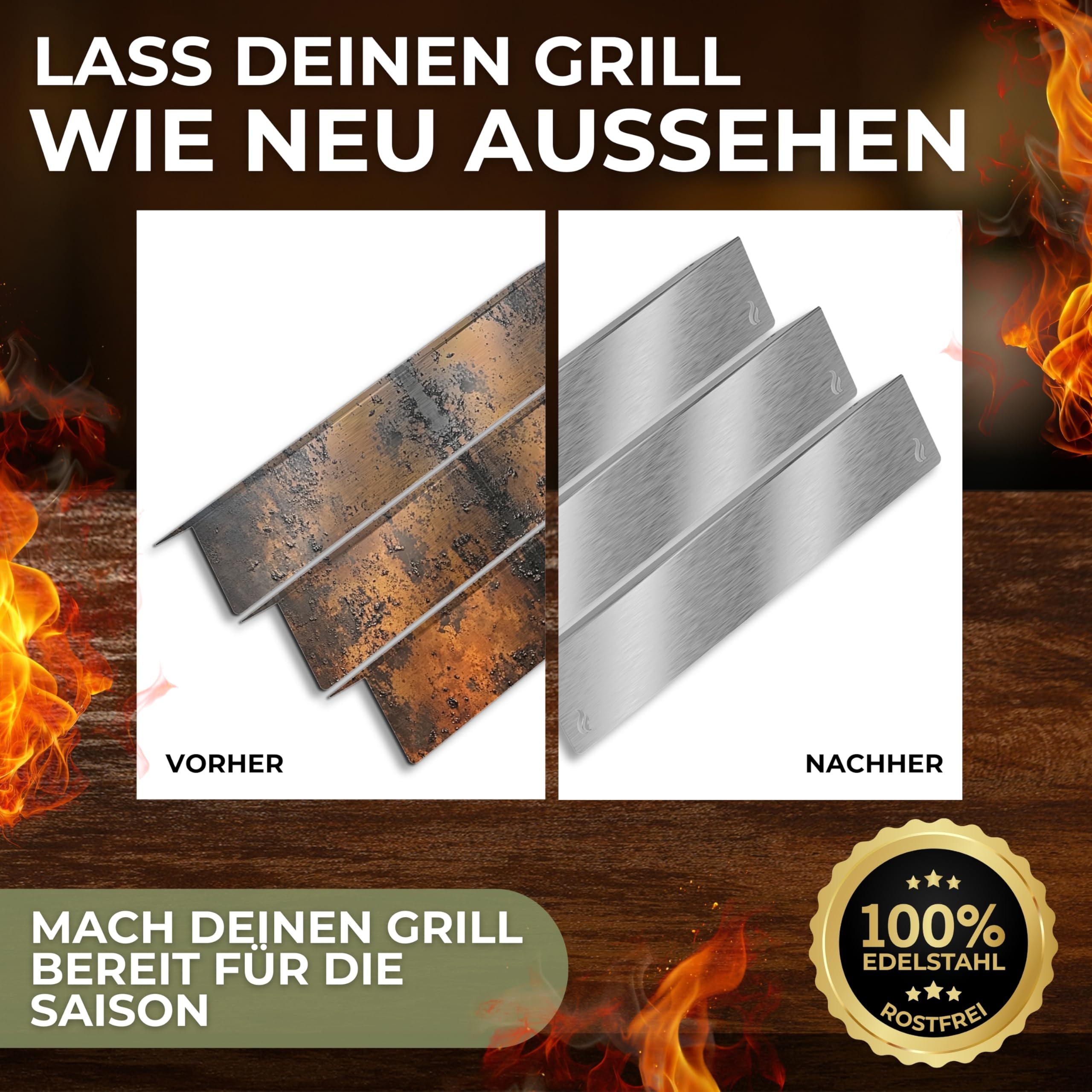 Urhome Aromaschienen & Brennerabdeckung für Weber Spirit 210/220 E210 S210 E220 S220 | Edelstahl 3er Set – passend als Alternative zum Weber Ersatzteil 7633 | Made in Germany
