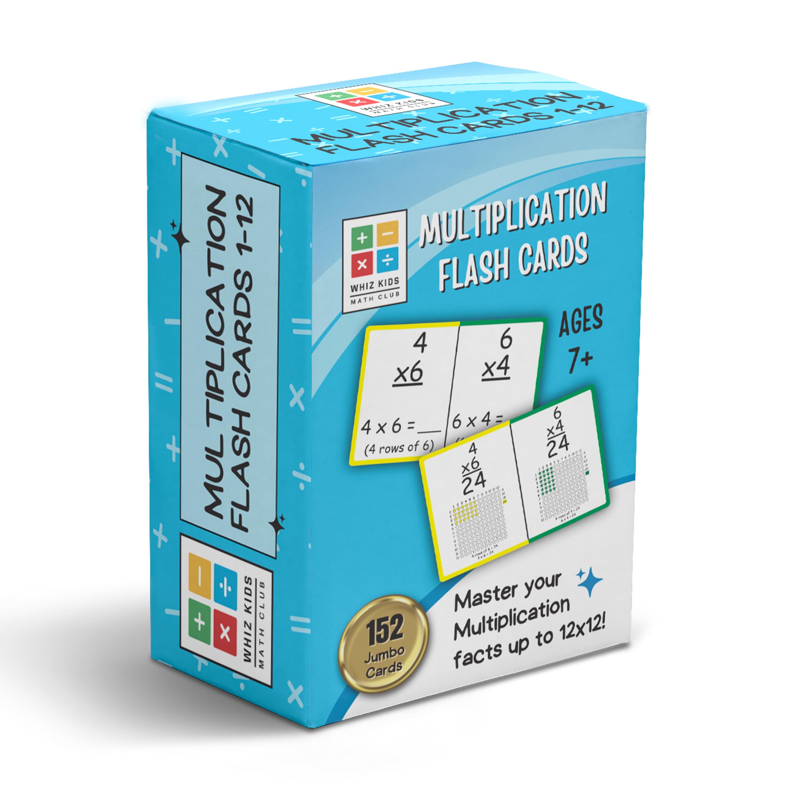 Tarjetas de multiplicación – Tarjetas flash coloridas jumbo de 6 x 4 pulgadas con imágenes visuales y propiedades de multiplicación – Herramienta educativa de matemáticas para que