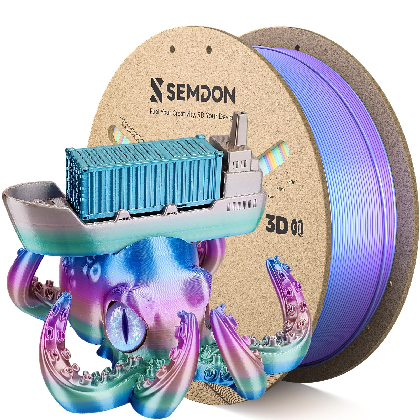 PLA Filament 1.75mm, Silk Pla 3D Printer Filament Rainbow PLA 1kg, Dimensional Accuracy +/-0.02mm, 2.2lbs/Spool
