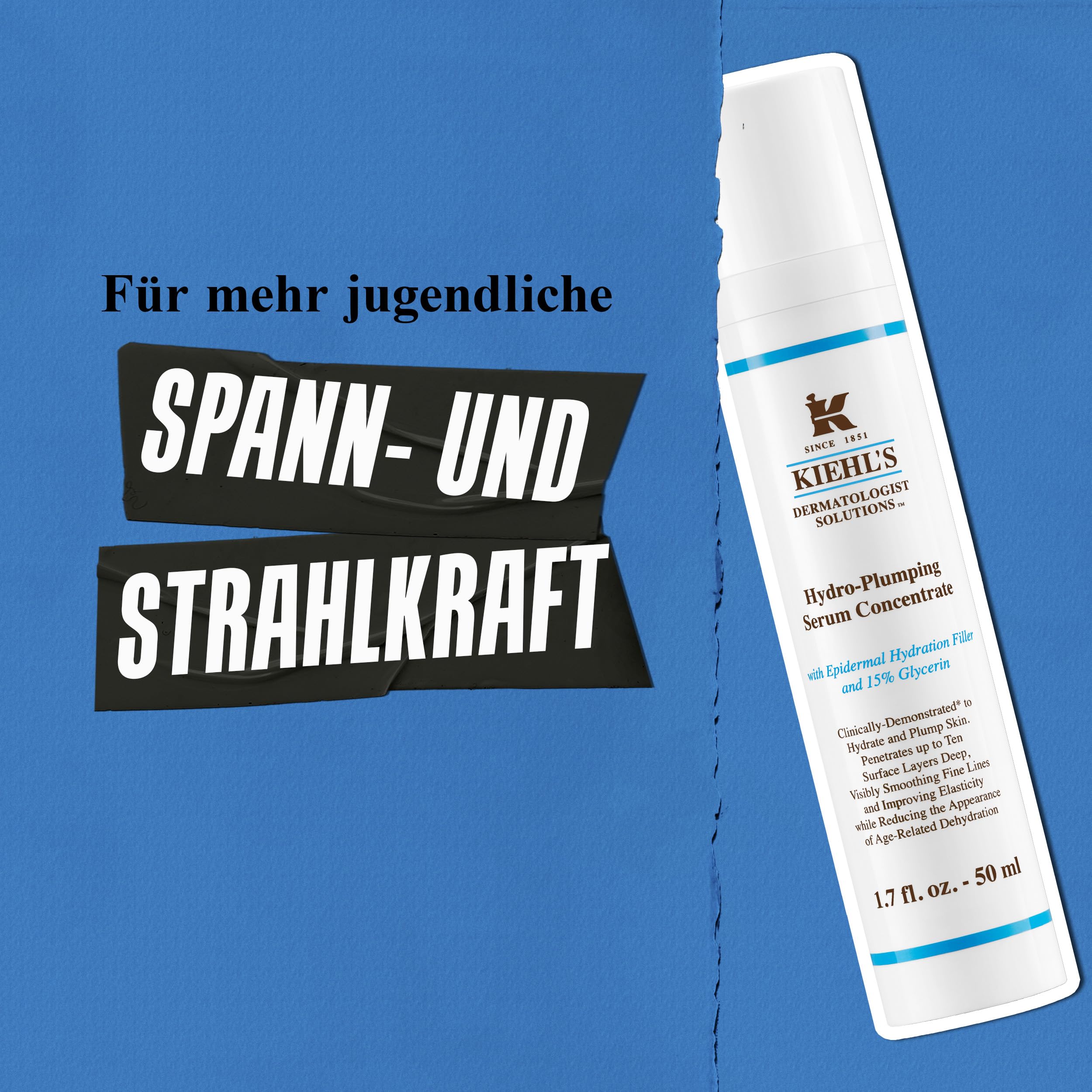 KIEHL'S Hydro-Plumping Re-Texturizing Serum Concentrate, feuchtigkeitsspendendes Anti-Aging-Gesichtsserum mit Aufpolsterungseffekt, Pflege-Konzentrat für einen strahlenden Teint