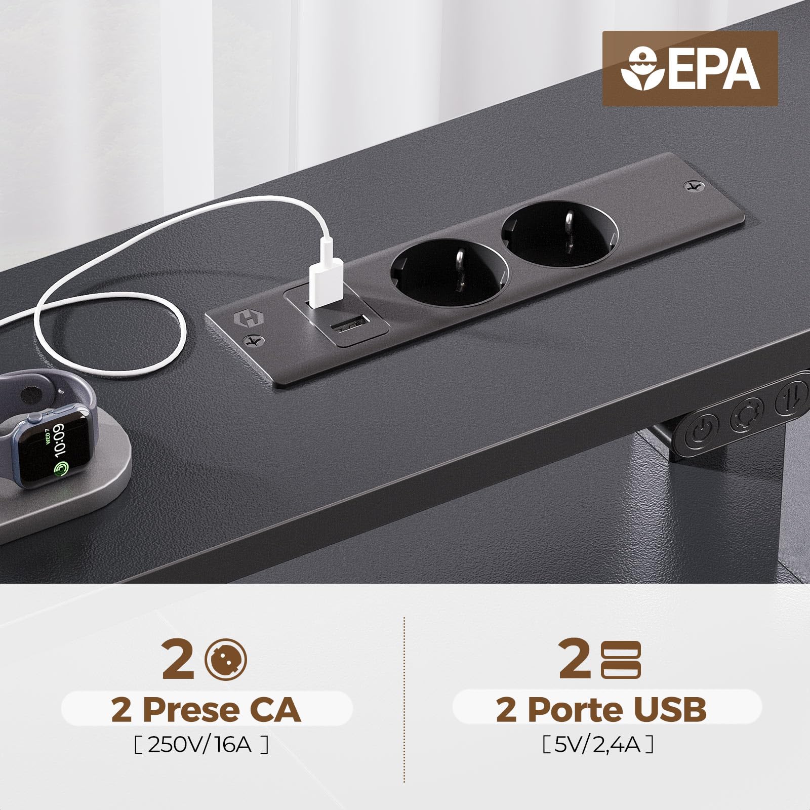 Seventable Scrivania con Cassetti LED, Postazione Gaming con 2 Prese di Corrente e 2 Porte di Ricarica USB, Scrivania Gaming con Supporto per Monitor & Vassoio per Tastiera per Ufficio(Nero 120cm)