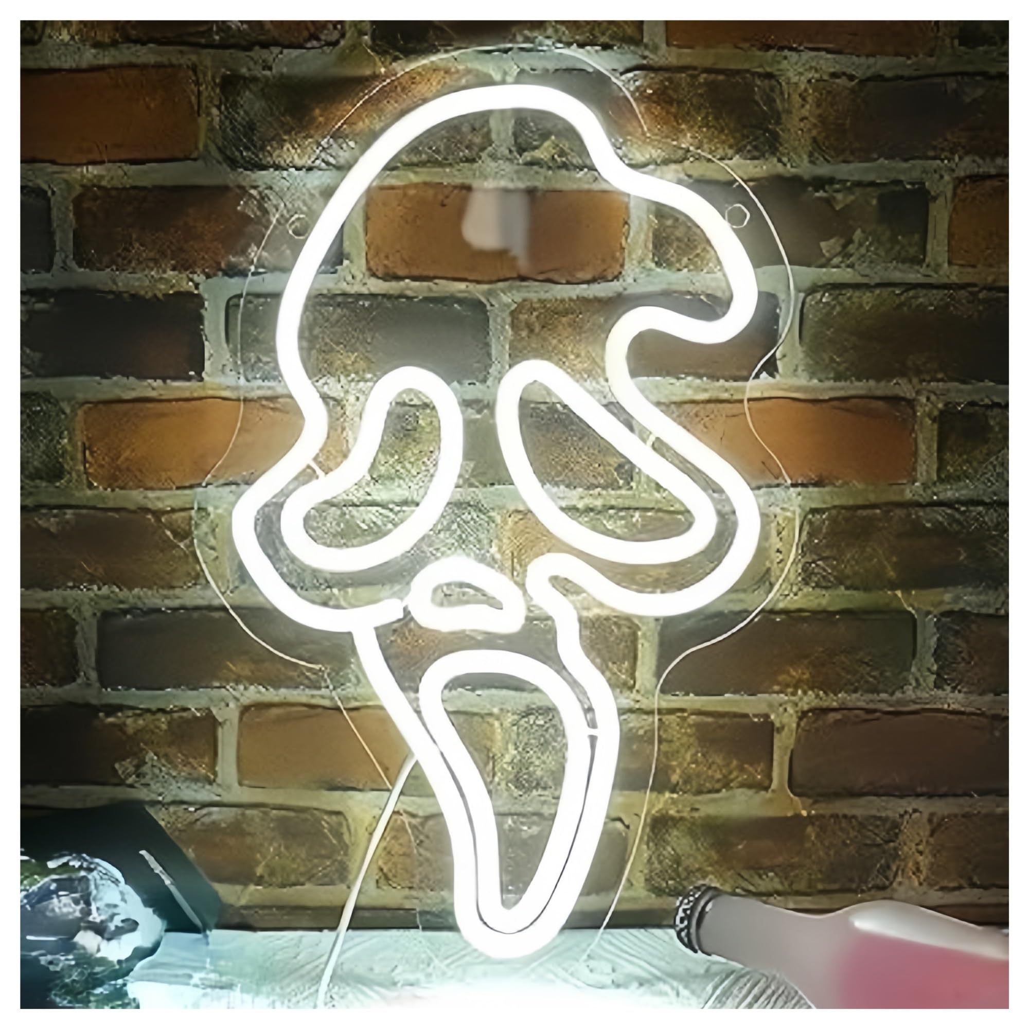 XENITE Hanging Art Neon Signs Ghost Face Neon Light Skull Sign USB Powered Dimmable Atmosphere Signs, for Club Wall Decoration 24.5cm×38.5cm
