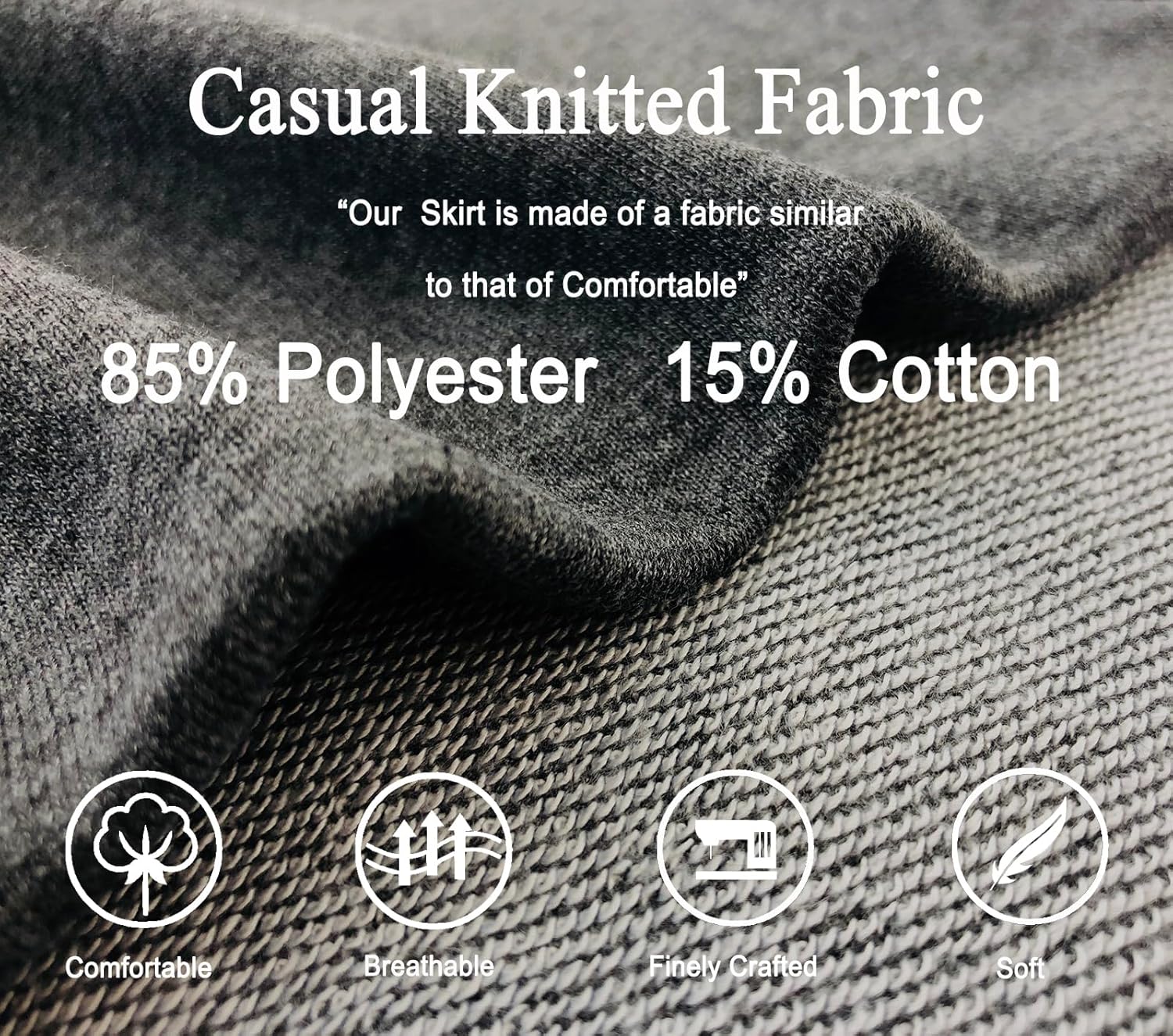 Women's Casual High Waist Elastic Drawstring Stretch Sweat Slit Midi Skirt with Pocket - Image 6