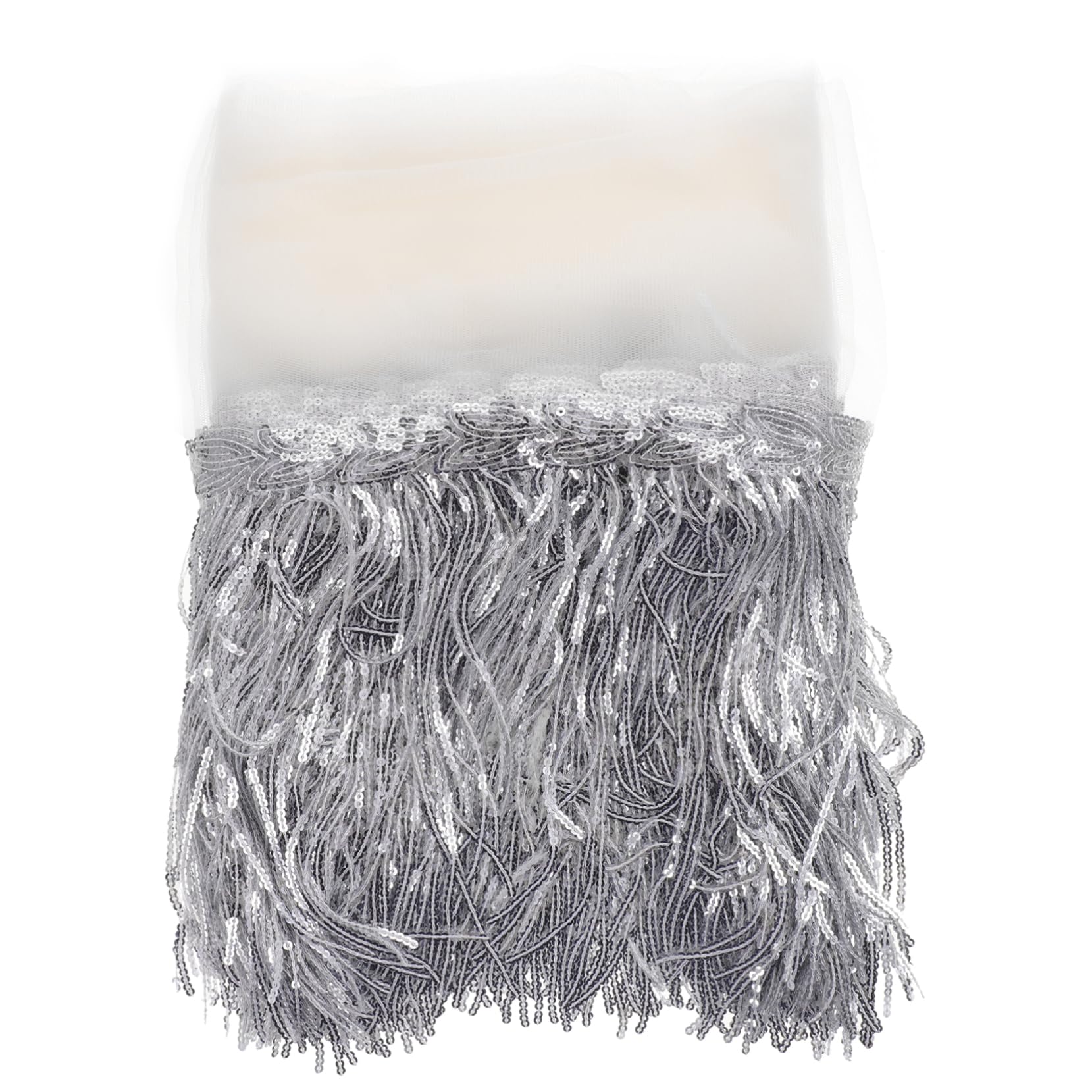 Robe de danse latine et décors de fête avec le tissu à frange pailletée argentée