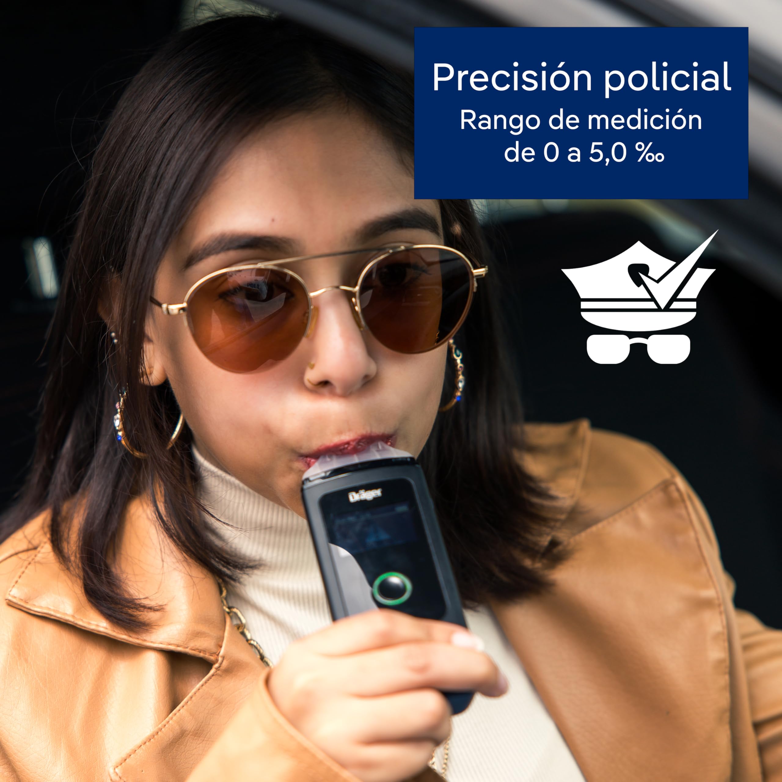 Dräger Alcotest 4000 | Alcoholímetro Digital Profesional confiable | Probador portátil de Alcohol multilingüe y recargable | Medidor Oficial de policía