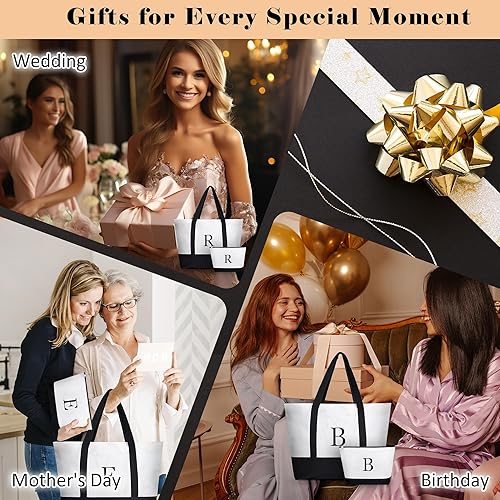 Miniatura 6 de Bolsas de mano con monograma para mujer, regalos de cumpleaños 21, bolsas personalizadas y bolsa de maquillaje, regalos para su profesora, regalos