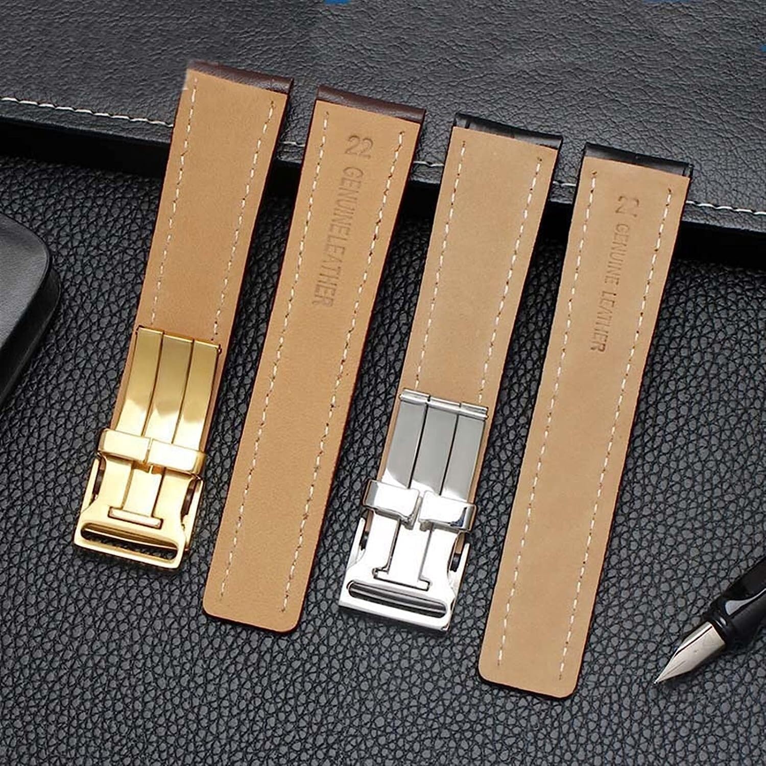 Cinturino in vera pelle di mucca per orologio Breitling Band con fibbia di distribuzione WatchBands braccialetto 22mm 24mm