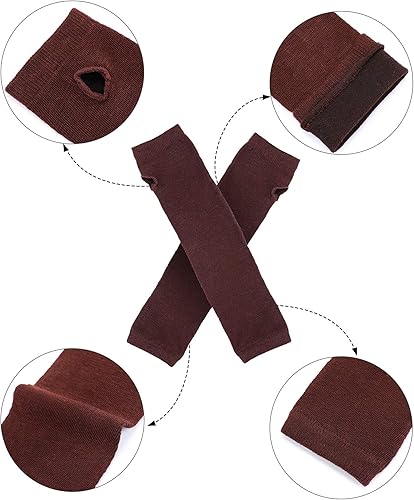 Miniatura 5 de SATINIOR 4 pares de guantes largos sin dedos, calentadores de orificio para el pulgar hasta el codo, calentadores de brazos, mangas de brazo para