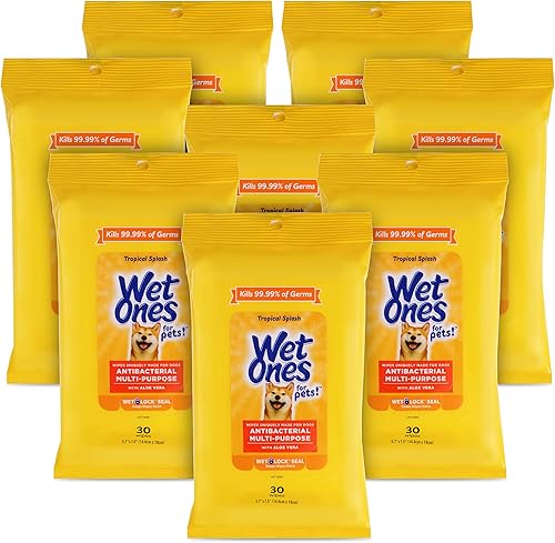 Miniatura 21 de Wet Ones Toallitas multiusos para perros con aloe vera, aroma tropical Splash - Toallitas de baño para mascotas en bote para patas de perro y uso