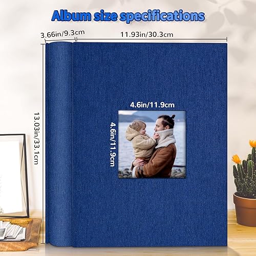 Miniatura 200 de Álbum de fotos de 4 x 6 pulgadas con 300 bolsillos, álbumes de fotos deslizables, cubierta de lino, libro de recuerdos con ventana frontal, página