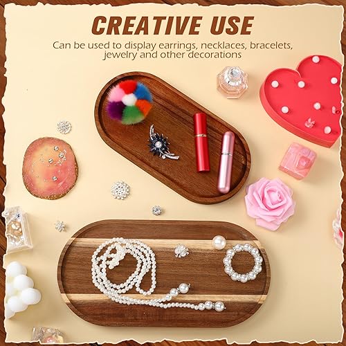 Miniatura 6 de Geetery 12 bandejas de madera de acacia rectangulares ovaladas de madera para queso, aperitivos y platos de cena para alimentos, verduras, frutas,