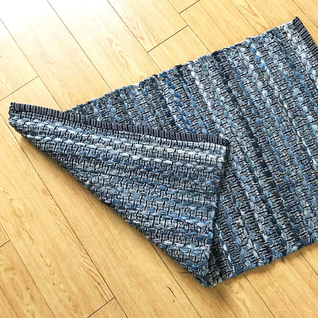 Amazon｜LOOMAGE INDIA ハンドメイド デニムラグマット SERGE S008