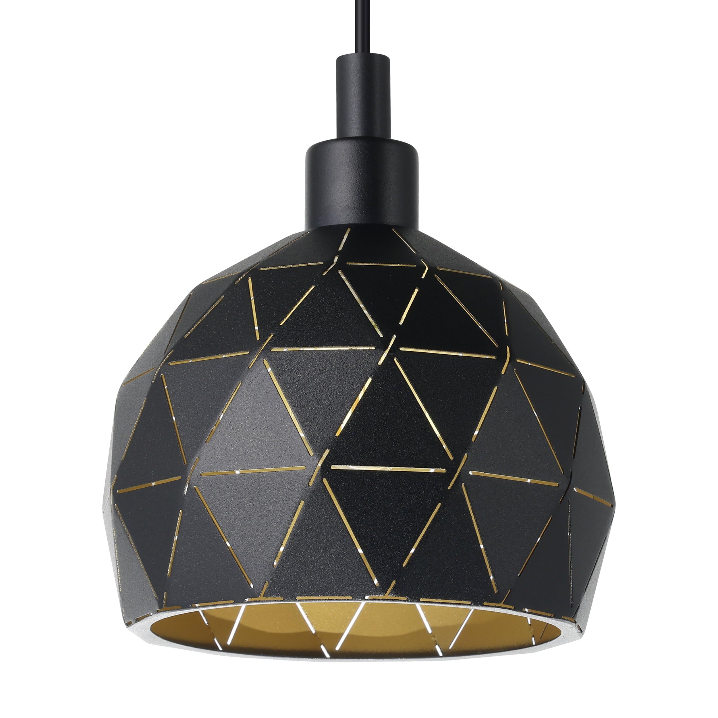 Eglo Roccaforte Lámpara colgante de 1 foco, lámpara de metal negro, dorado, lámpara colgante de comedor y salón con casquillo E14, diámetro de 17 cm